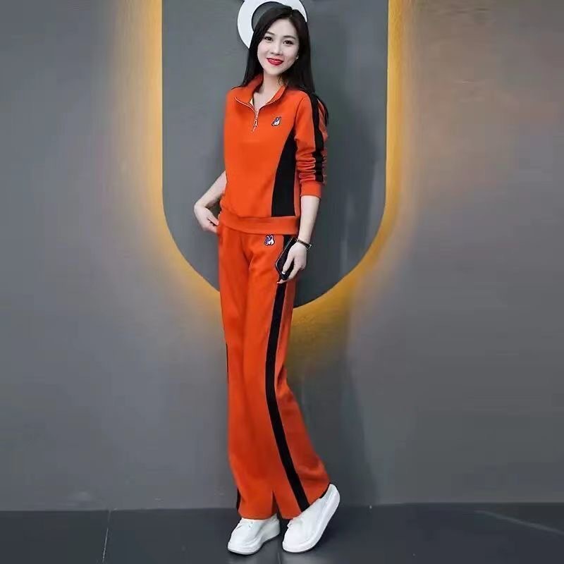 运动服套装女春秋装网红新款时尚洋气立领宽松卫衣大码休闲两件套详情图